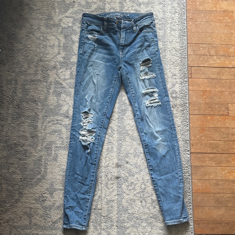 Women's Distressed Blue Skinny Jeans